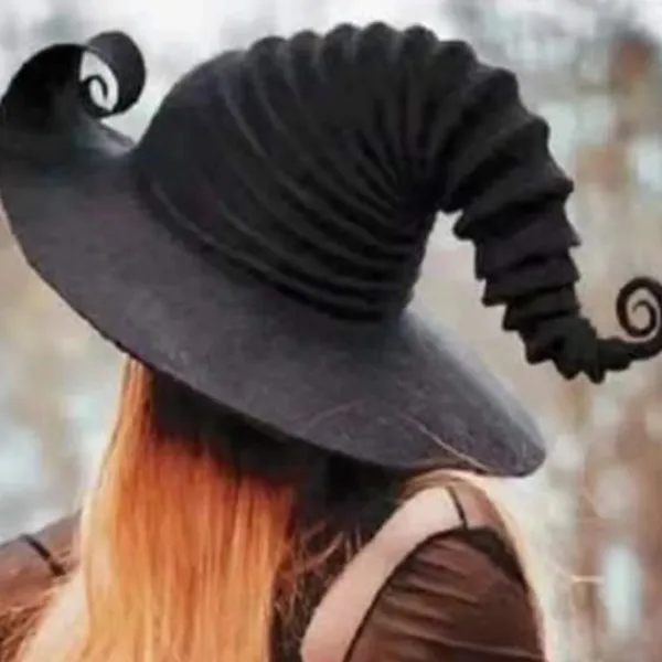 Stor Rynkad Häxhatt för Kreativa, Vinklad Häxhatt för Cosplayfest på Halloween> Huvudbonader