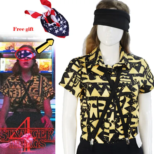 Stranger Things Eleven Cosplay Costumes T-shirt Skjorta EL Halloween Girls Women Rekvisita huvudbonader M> Dräkter