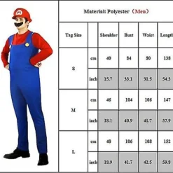 Super Mario Bros. Fancy Dress för vuxna män Kostym Cosplay Kostym L> Dräkter