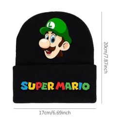 Supr Mario Bros Tryckt Stickad Mössa för Män Kvinnor Unisx Vintr Varma Manschtt Mössa> Huvudbonader