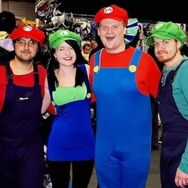 Super Mario Kostym Luigi Hatt Mario Halloween Kostym Keps Hängslen 4 Handskar 14 Mustascher 4 Knappar Cosplay Kostym Karneval Barn Herr Dam> Dräkter