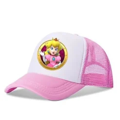 Super Mario Luigi Bros Hattar Anime Cosplay Kostym Retro Speltema Mesh Baseballkeps Barn Pojkar Flickor Kreativa Gåvor (Rosa)> Huvudbonader