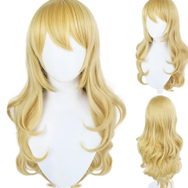 DMstore Super Mario Prinsessa Peach Blond Långt Hår Peruk Halloween Party Cosplay Peruk (FMY)> Peruker
