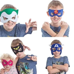 Superhjälte Masker Kalas Favörer - 32-pack Filt och Elastiska Masker för Barn{hw}><noscript><img width=