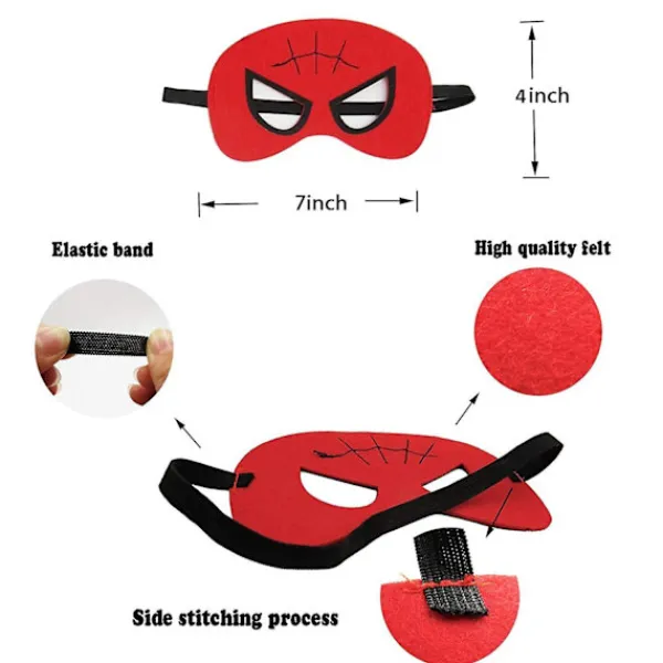 Superhjälte Masker Kalas Favörer - 32-pack Filt och Elastiska Masker för Barn{hw}> Masker