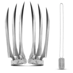 LEIGELE Superhjälte Wolverine-klor för vuxna - Set med 2 silverfärgade vargklor för Halloween Cosplay Rekvisita Kostymtillbehör (LGL)> Tillbehör
