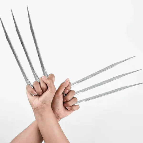 FMYSJ Superhjälte Wolverine-klor för vuxna - Set med 2 silverfärgade vargklor för Halloween Cosplay Rekvisita Kostymtillbehör (FMY)> Tillbehör