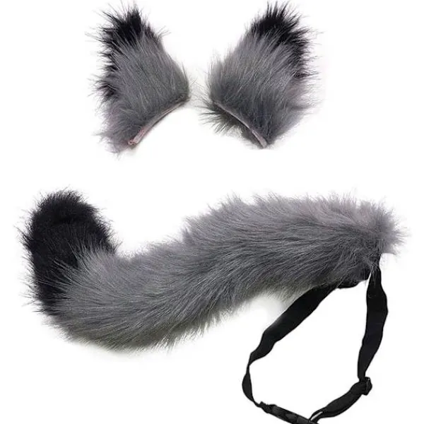 Svans och öron set, lång rävsvans cosplay konstgjord päls räv varg svans kit med öron och ring krage för barn flickor pojkar tonåringar kvinnor fest | Fyndiq> Tillbehör