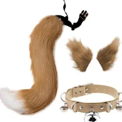 Svans- och öronkit, lång rävsvans cosplay päls varg svanskit, tillverkad f> Tillbehör