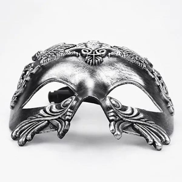 Svart antik grekisk spartan krigare romersk maskeradmask män venetiansk mask bröllop balmask Mardi Gras mask bröllop balmask burlesk balfest> Masker