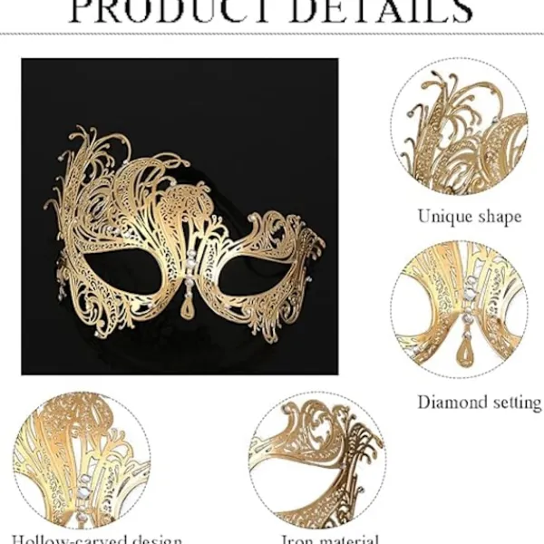 Svart Fenix Venetians Mask, Metall Mask Maskerad Par Mask> Masker