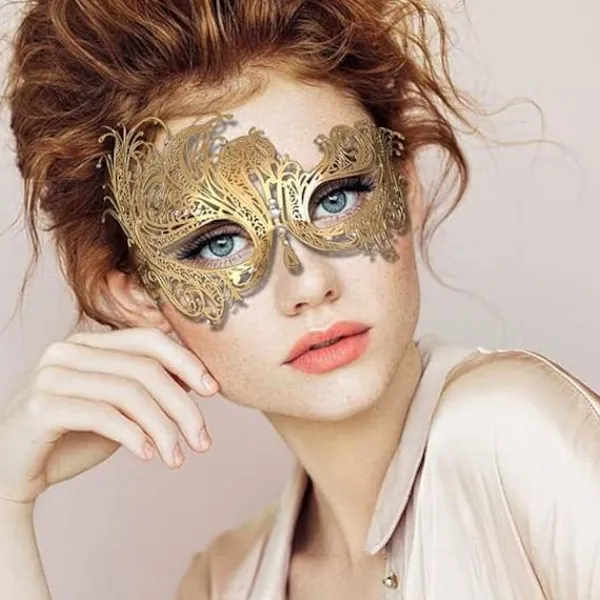 Svart Fenix Venetians Mask, Metall Mask Maskerad Par Mask> Masker