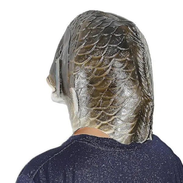 Svart fiskmask Latex djurhuvudmask Grå fiskdräkt huvudbonad Maskeradfest Vuxen> Masker