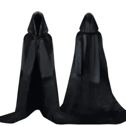 Svart Kappa med Huva Darth Vader Kappa Medeltida Kappa Kappa Rock Satin Karneval Halloween Juldräkt Vuxna (L)[ZHE]> Dräkter