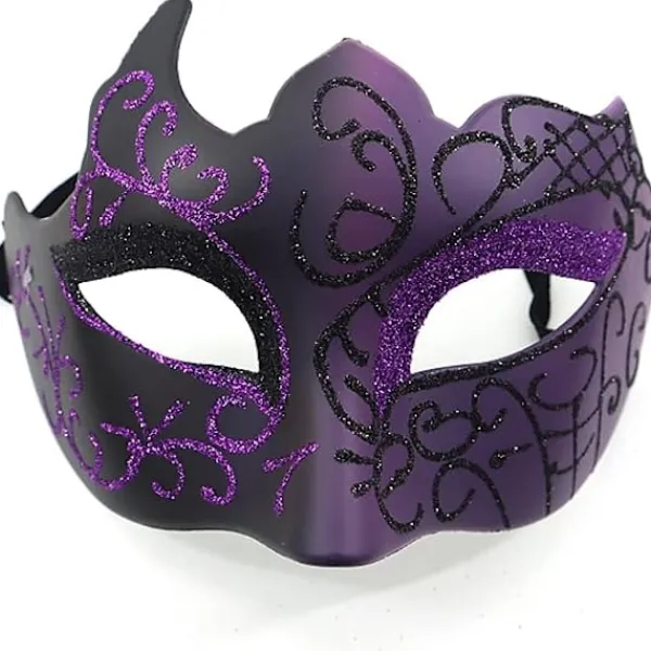 Svart och lila - Venetiansk mask, maskeradmask, venetiansk mask för cosplay, karneval, temafester, för män och kvinnor.> Masker