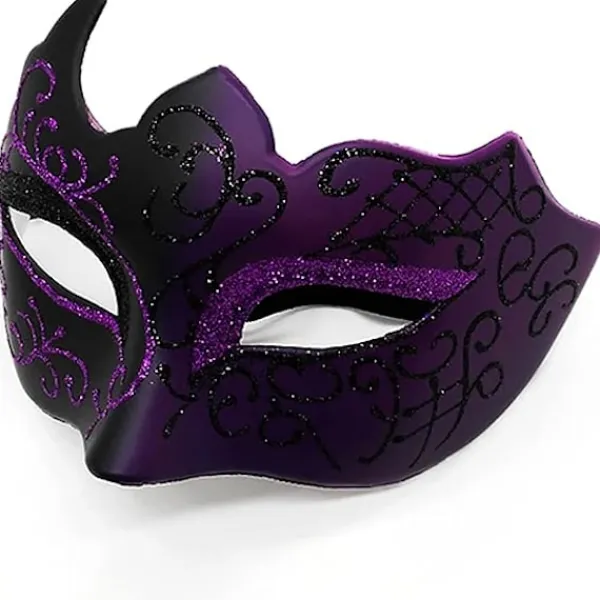 Svart och lila - Venetiansk mask, maskeradmask, venetiansk mask för cosplay, karneval, temafester, för män och kvinnor.> Masker