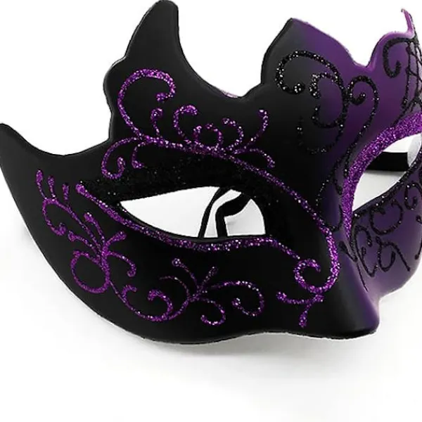 Svart och lila - Venetiansk mask, maskeradmask, venetiansk mask för cosplay, karneval, temafester, för män och kvinnor.> Masker