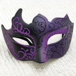 Svart och lila - Venetiansk mask, maskeradmask, venetiansk mask för cosplay, karneval, temafester, för män och kvinnor.><noscript><img width=
