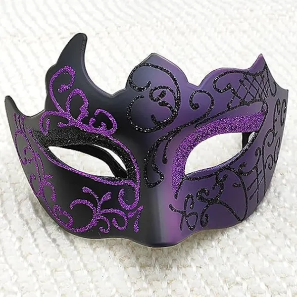 Svart och lila - Venetiansk mask, maskeradmask, venetiansk mask för cosplay, karneval, temafester, för män och kvinnor.> Masker