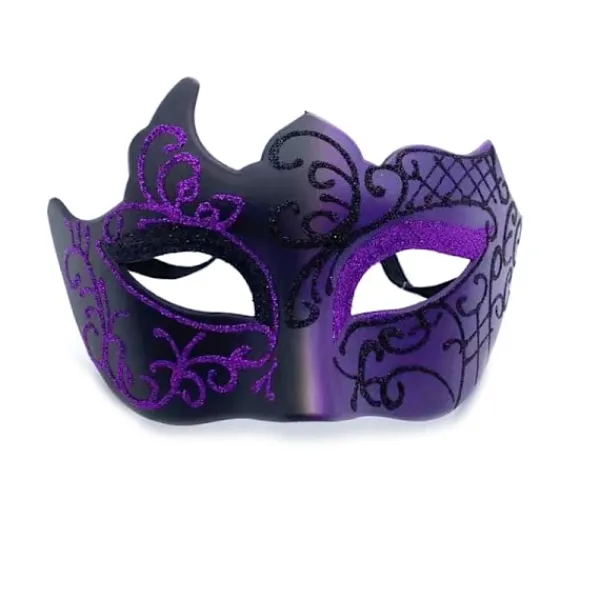 Svart och lila - Venetiansk mask, maskeradmask, venetiansk mask för cosplay, karneval, temafester, för män och kvinnor.> Masker
