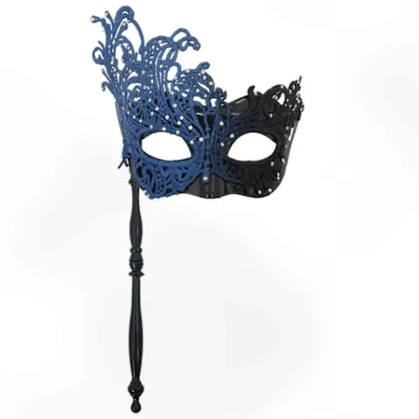 Svart Silver Maskeradmask för Kvinnor med Avtagbar Pinne, Mardi Gras Venetiansk Festmask, Halloween Cosplay Kostymtillbehör> Masker