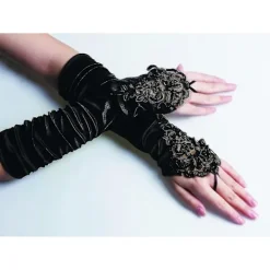 FMYSJ Svarta Handskar Långa Handskar 1920-tals Tillbehör Kostym Fingerlösa Handskar För Kvinnor Ryta 20-tals Tillbehör Klassisk Satin Armbåge (FMY)> Tillbehör