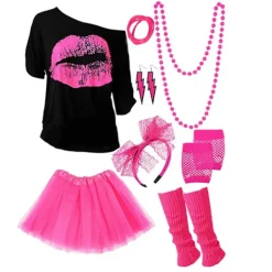 KOOLMEI 80-tal 90-tal Kostym Tema Party Accessoarer Kläder Neon Party Carnival Dam Flickor M> Dräkter