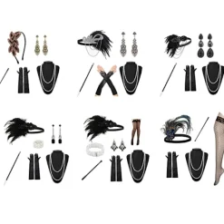 Jettbuying 1920-talet Flapper ostume Pannband Halsband Handske Armband Gatsby M Onesize><noscript><img width=
