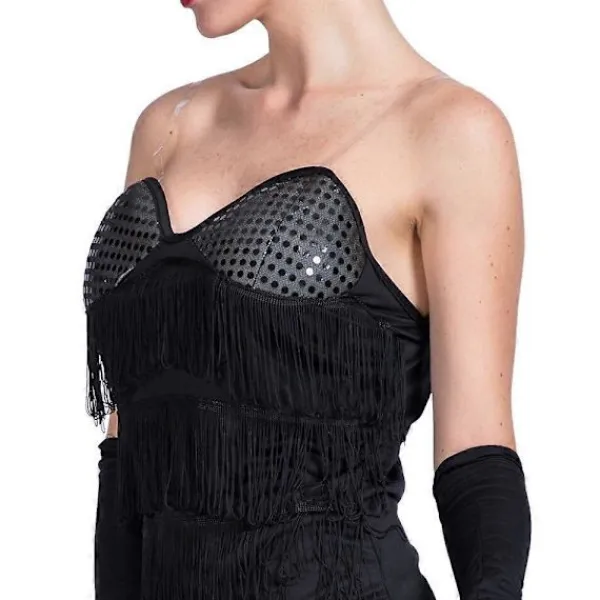 20-talets Retro Kvinnor Sexig Svart Flapper Klänning Cosplay Halloween Kostym Vuxen Modern Dam Karneval Bal Maskeradklänning S> Dräkter