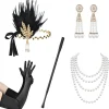 1920-tals Flapper Kostym Huvudband Halsband Handskar Armband Gatsby MK Onesize K> Tillbehör