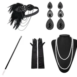 1920-tals Flapper Kostym Pannban Halsban Hanske Armban Gatsby M _tfrf Onesize> Tillbehör
