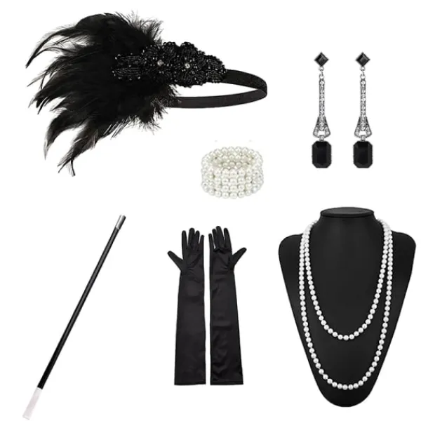1920-tals lapper Kostym Pannband Halsband Handskar Armband Gatsby M Onesize Onesize> Tillbehör