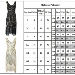 KOOLMEI 1920-tals flapperklänning för kvinnor Långfransade Great Gatsby-kostymklänning 20-talspalljetter Pärlfärgade vintage 4XL Black> Dräkter