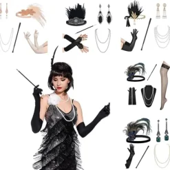 1920-tals lapper-kostym Pannband Halsband Handskar Armband Gatsby M Onesize Onesize> Tillbehör