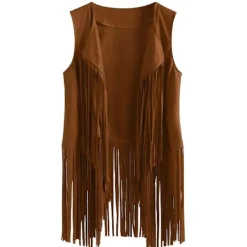 70-tals Hippie Party Retro Kostym med fransväst + byxor + scarf svart L><noscript><img width=