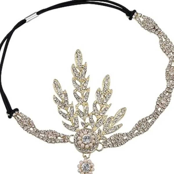 1920-tals kostymtillbehör Maskeradpannband Kristall Flapperpannband Gatsby 1920-tals konstpannband Inspirerad lövkrona Pärla> Huvudbonader