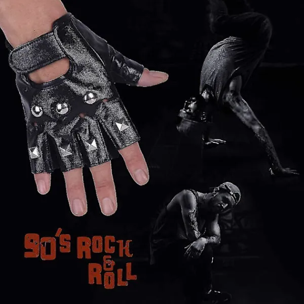 1980-tals Metal Rocker Rockstar Rock N Roll Kostym 70-tal 80-tal Festtillbehör Set Hårband Tatuering Manschetter Handskar Punk Armband (6 stycken)> Tillbehör