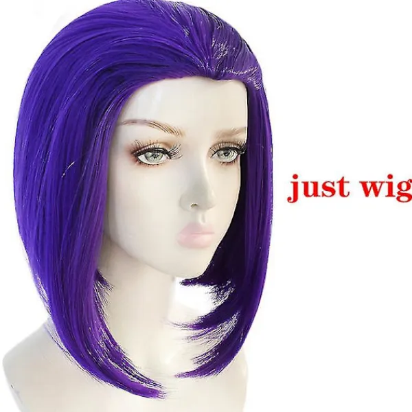 Teen Titans Raven Cosplay Kostym Superhjälte Mössa Bodysuit Halloween Bodysuit + Mössa + Midjekedja XS> Dräkter