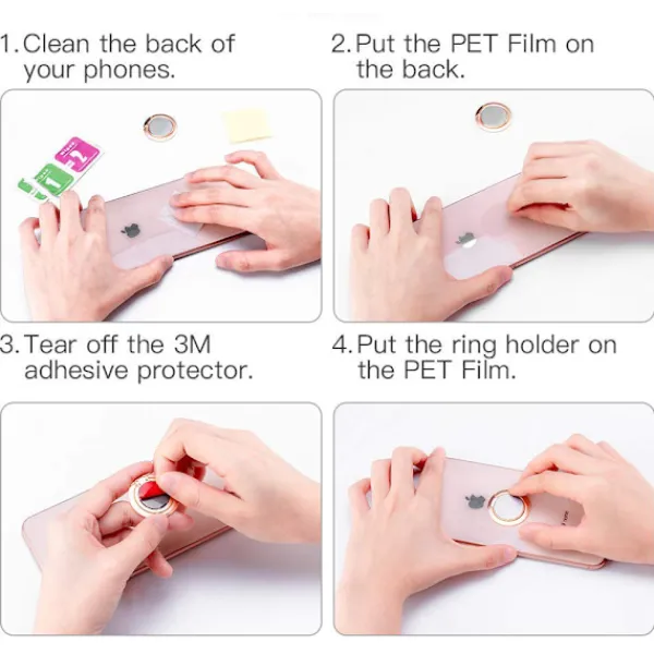 Telefonringhållare, Ultratunn 360° Roterande Fingergrepp Ringhållare Kompatibel med Magnetisk Bilhållare för iPhone Samsung Galaxy (Roséguld)-FA-> Peruker