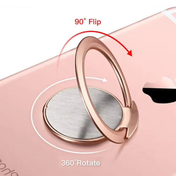 Telefonringhållare, Ultratunn 360° Roterande Fingergrepp Ringhållare Kompatibel med Magnetisk Bilhållare för iPhone Samsung Galaxy (Roséguld)-FA-> Peruker