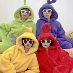 Teletubbies Onesie Pyjamas för Vuxna Tjock Korallfleece Lila L> Dräkter