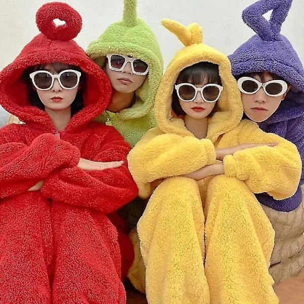 Teletubbies Onesie Pyjamas för Vuxna Tjock Korallfleece Lila -FM- kids 85> Dräkter