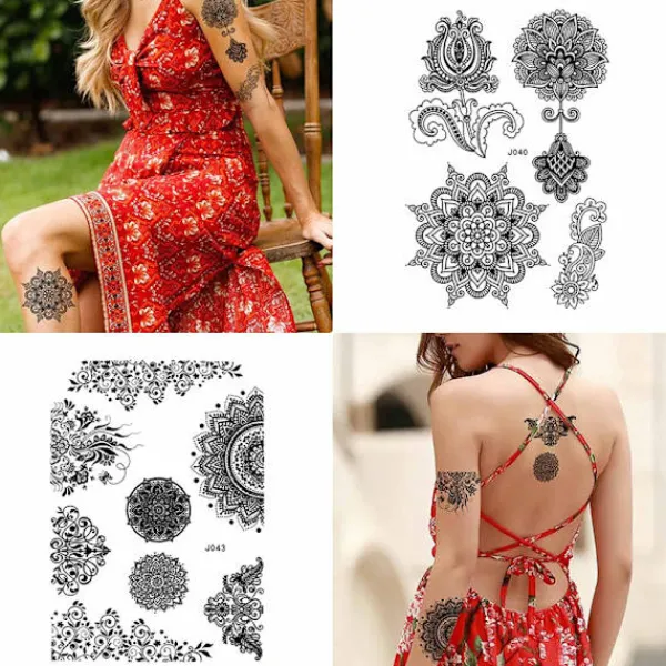 Temporary Tattoo Black Art Sticker Women Spets (6 delar)> Smink