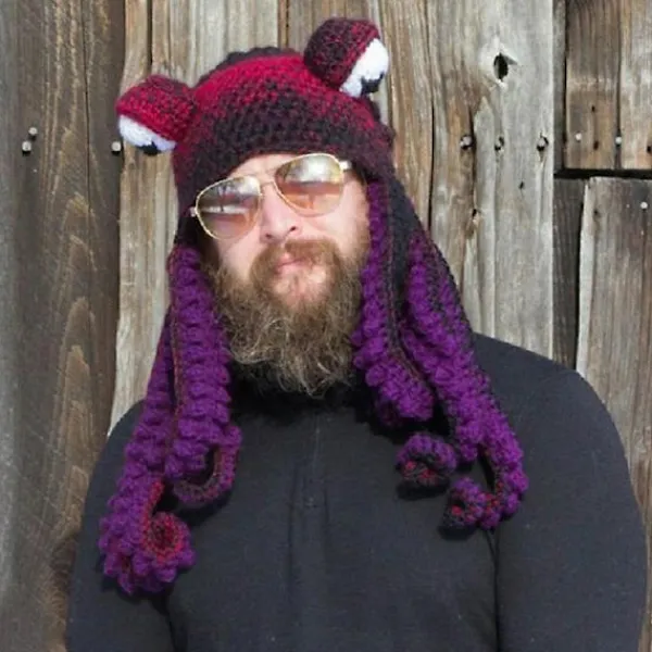 Tentakelhatt Handvävd bläckfiskhatt Jul Halloween Cosplay Purple Z X> Huvudbonader