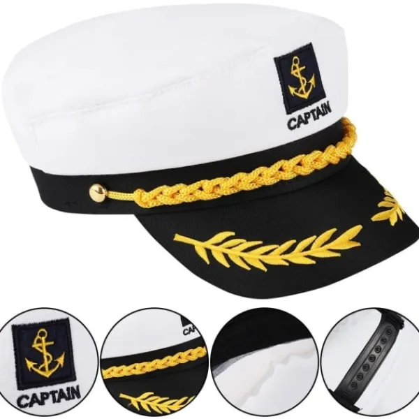 TG Vuxen Sjömansmössa Justerbar Kaptenshatt Cosplay Sjömansskepp Båtkaptenhatt för Sjömansmarinadmiral> Huvudbonader