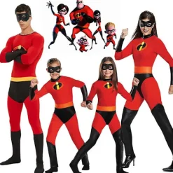 The Incredibles Kostym Jack Paar Cosplay Overall Incredibles Bob Paar Cosplay Vuxna Barn Bodysuit Mask Set Halloween Kostym Kvinna 130> Dräkter