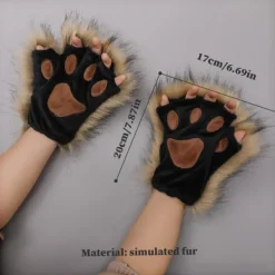 Therian Paws, Katt tass 1 Par Halvfinger Therian Paws Söta broderade päls tassar Dekorativa realistiska tasshandskar för barn vuxna cosplay scen, | Fyndiq><noscript><img width=