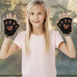 Therian Paws, Katt tass 1 Par Halvfinger Therian Paws Söta broderade päls tassar Dekorativa realistiska tasshandskar för barn vuxna cosplay scen, | Fyndiq><noscript><img width=