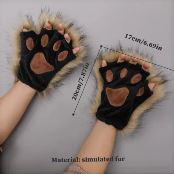 Therian Tassar, Kattass 1 Par Halvfinger Therian Tassar Söta Broderade Pälstassar Dekorativa Realistiska Asshandskar för Barn Vuxna Cosplay Scen, | Fyndiq> Tillbehör