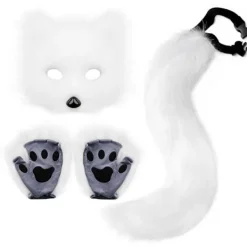 GIFT OF G Therian Tassar Pälsmask & Svans Set Flickaktig Kattmask Halloweenfestdräkt> Tillbehör